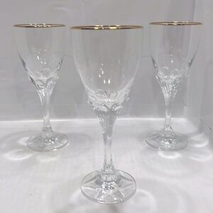 3 Cristal D’Arques GRANVILLE Gold Rim Water Goblet 7 3/4” Tall Crystal. New.